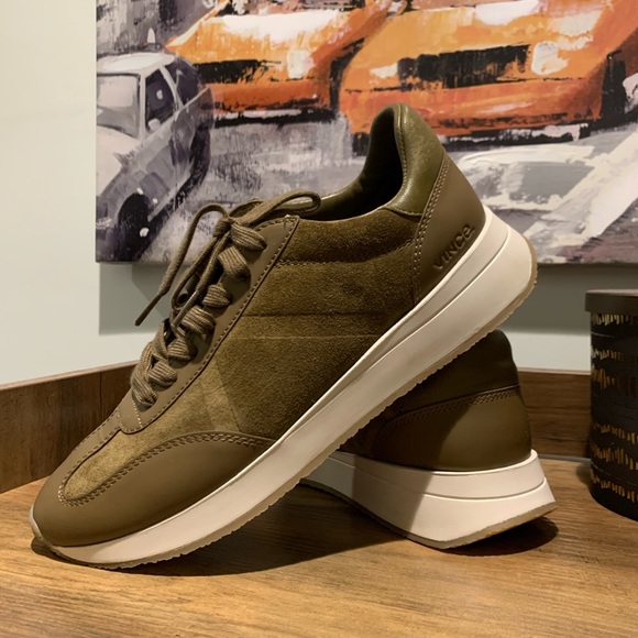 VINCE OHARA WOMEN'S OXFORD OLIVE LEATHER LACE UP SNEAKERS SZ 8 - Picture 5 of 12